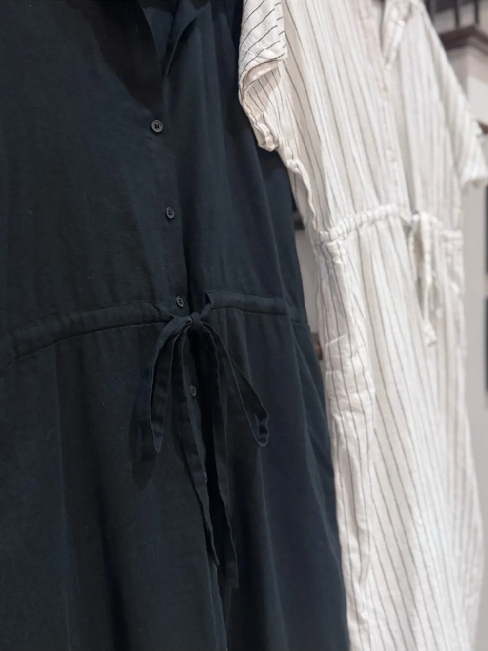 a new day Black and White Striped Drawstring Shirt Dresses - Picture 6 of 8